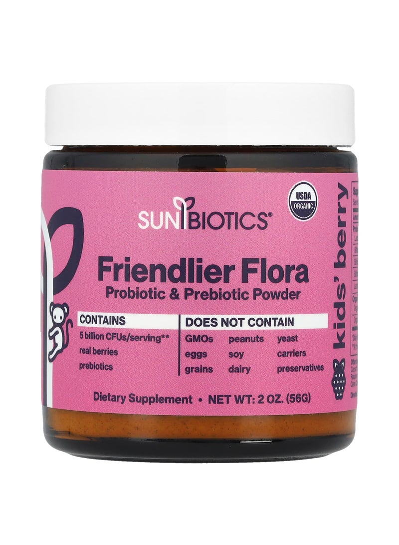 Kids Friendlier Flora, Probiotic & Prebiotic Powder, Berry, 5 Billion CFU, 2 oz (56 g)